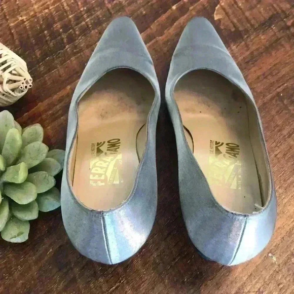 Salvatore Ferragamo | Satin Pewter Heels - Picture 7 of 7